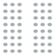 Two columns of chairs with three chairs per row