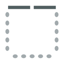 chairs arranged around the parameter of the room with screen in front